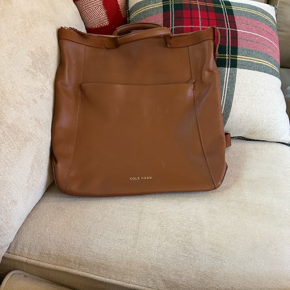 Cole Haan Grand Ambition convertible backpack in British tan.